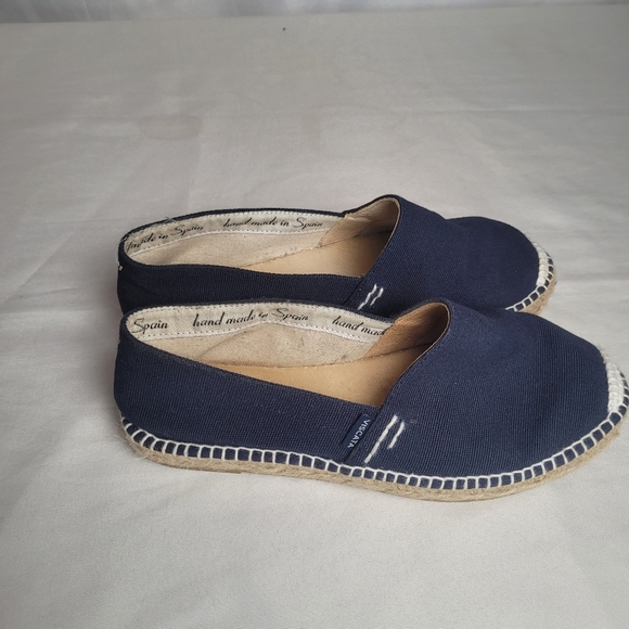 Viscata Barceloneta Handmade In Spain Espadrille Canvas Flat Shoe Navy 38/7.5 - Picture 3 of 10